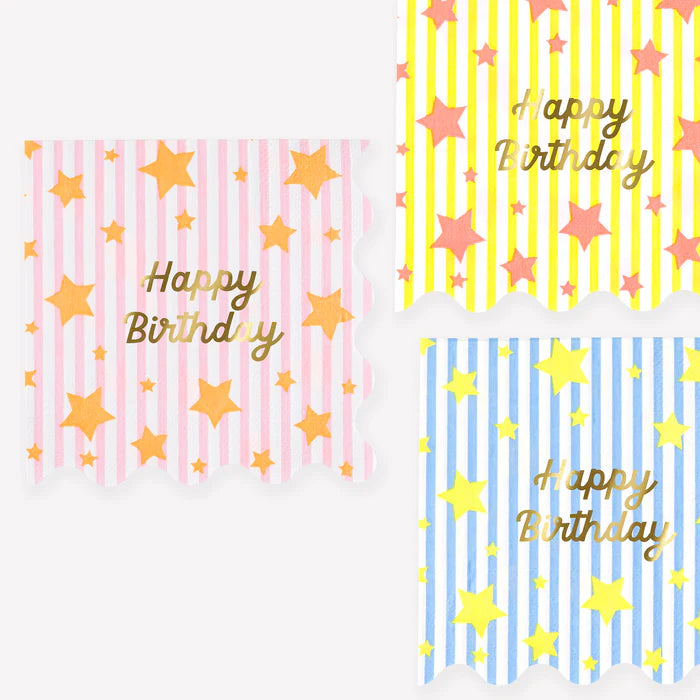 Happy Birthday con estrellas servilletas grandes