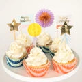 kit de decoracion de cupcake con rayas con 24 adornos.
