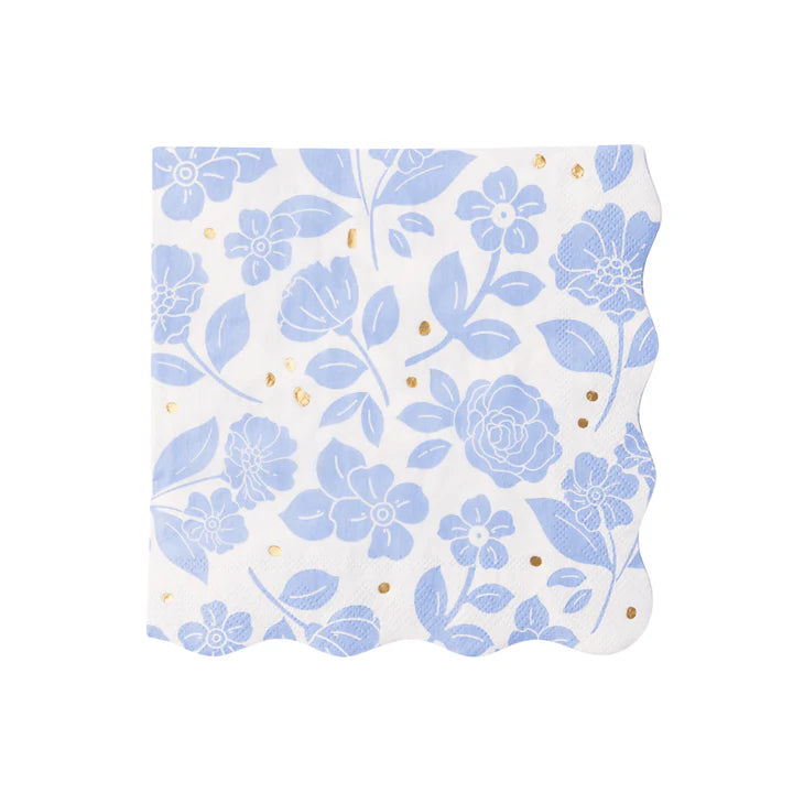 servilleta cuadrada elegantes florales con estampado floral en azul belle