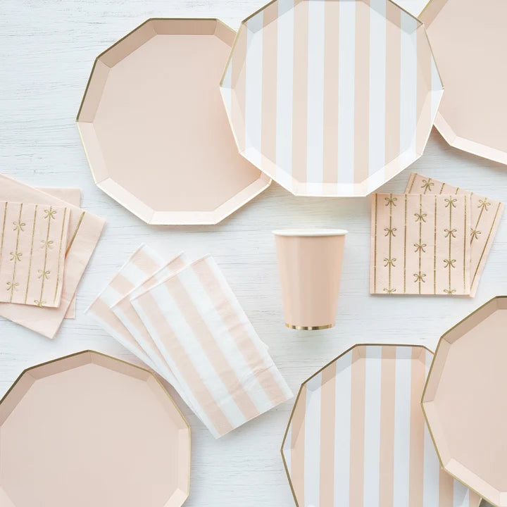 platos dinner sweet peach con orilla dorada 8 pz