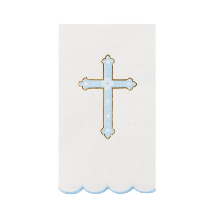 servilleta larga blanca sky blue cross 20pz.