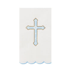 servilleta larga blanca sky blue cross 20pz.