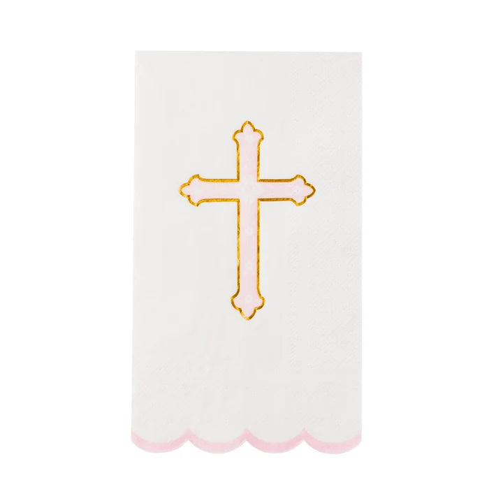 servilletas blancas largas pink cross 20pz.