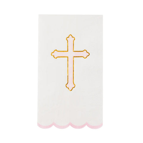 servilletas blancas largas pink cross 20pz.
