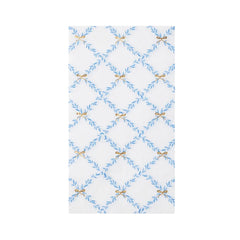 servilleta larga blanca con estampados de celosia azul cielo 20 pz.