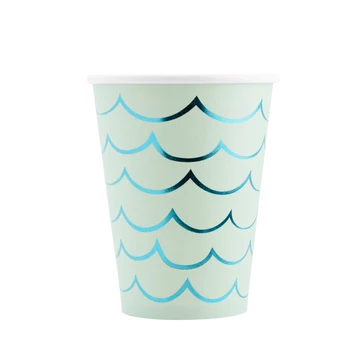 vaso para fiesta con diseño de papel cola de sirena 8 pz.