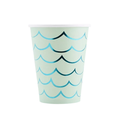 vaso para fiesta con diseño de papel cola de sirena 8 pz.